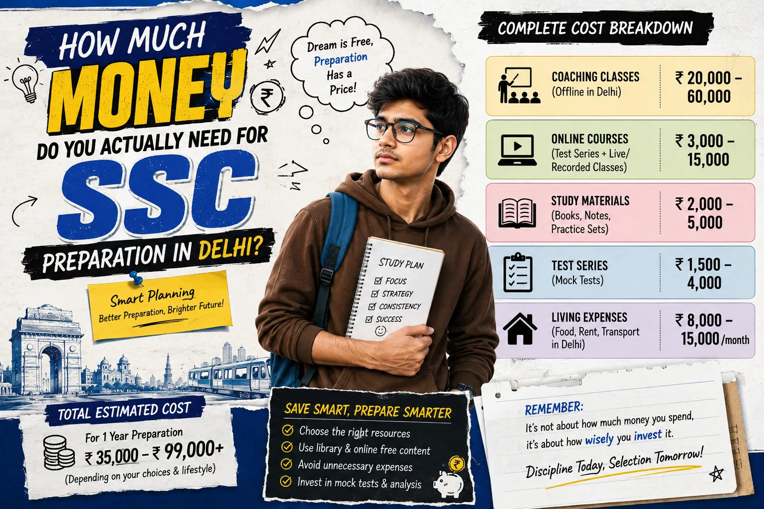 How Much Money Do You Actually Need for SSC Preparation in Delhi?
